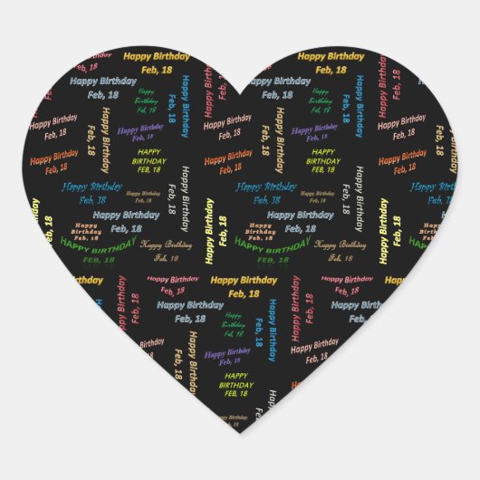 2月, 18誕生日ステッカー ハートシール (正面)