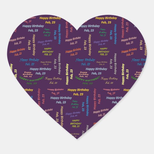 2月， 23誕生日ステッカー ハートシール (正面)