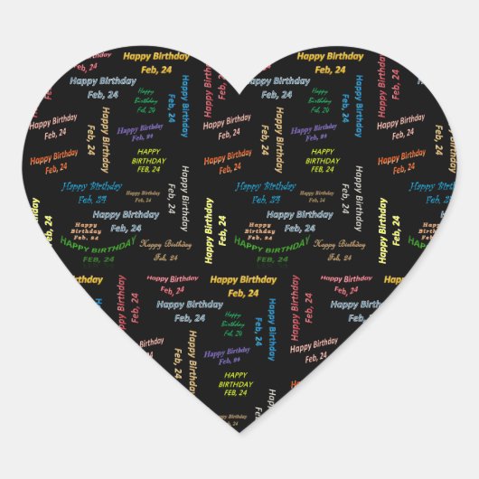2月, 24誕生日ステッカー ハートシール (正面)