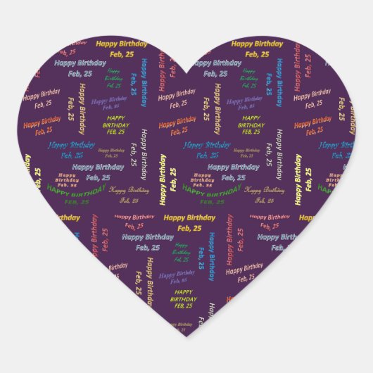 2月， 25誕生日ステッカー ハートシール (正面)