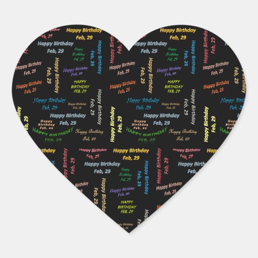 2月， 29誕生日ステッカー ハートシール (正面)