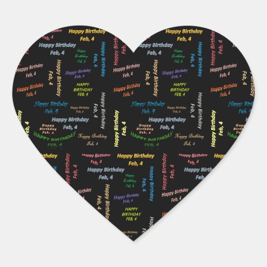 2月， 4誕生日ステッカー ハートシール (正面)