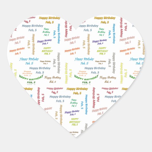 2月， 5誕生日ステッカー ハートシール (正面)