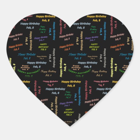 2月， 8誕生日ステッカー ハートシール (正面)