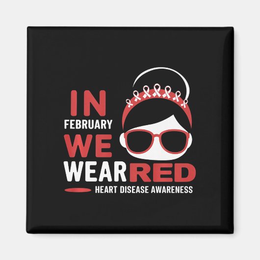 2月We衣服赤いハート病認識度 マグネット (正面)