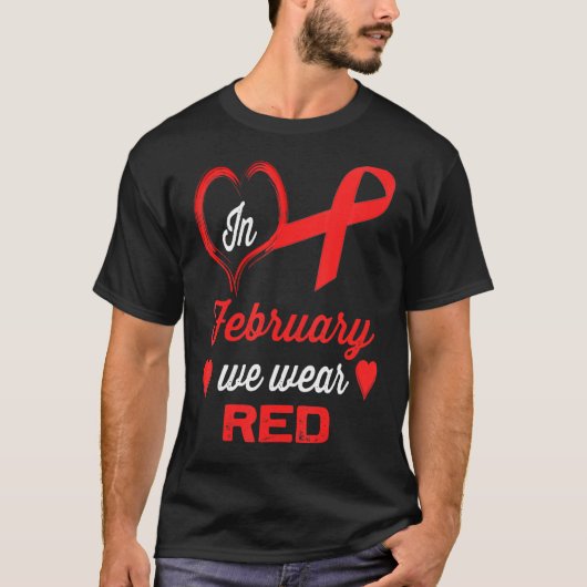 2月We衣服赤いハート病認識度 Tシャツ (正面)