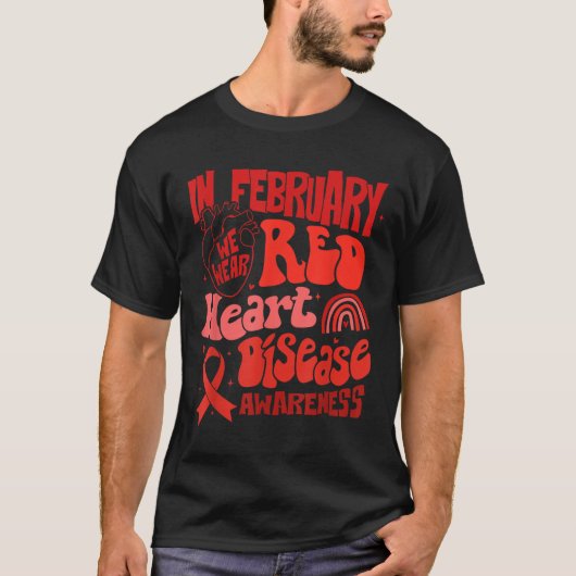 2月We衣服赤いハート病認識度Re Tシャツ (正面)