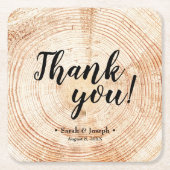 2木フェイク粒素朴結婚の感謝 スクエアペーパーコースター (正面)