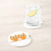 2本のオレンジのフクロウ コースター (側面)