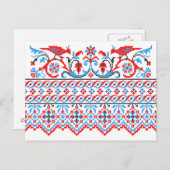 2本のカラフルのクロスステッチ結婚の鳥の婚約 案内ポストカード (正面/裏面)