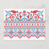 2本のカラフルのクロスステッチ結婚の鳥の婚約 案内ポストカード (正面)