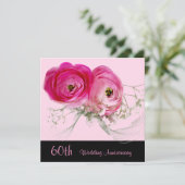 2本のピンクのバラ60結婚周年 招待状 (スタンド正面)