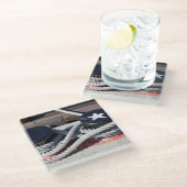 2本のボラードに結ばれるロープ ガラスコースター (アングル)