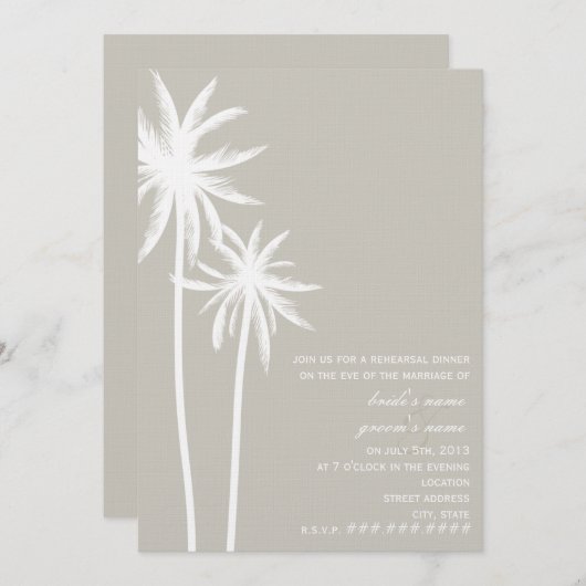 2本のヤシの木のリ結婚ハーサルディナー 招待状 (正面/裏面)