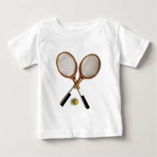 2本のヴィンテージのテニスラケット、スポーツ、野球の試合、 ベビーTシャツ