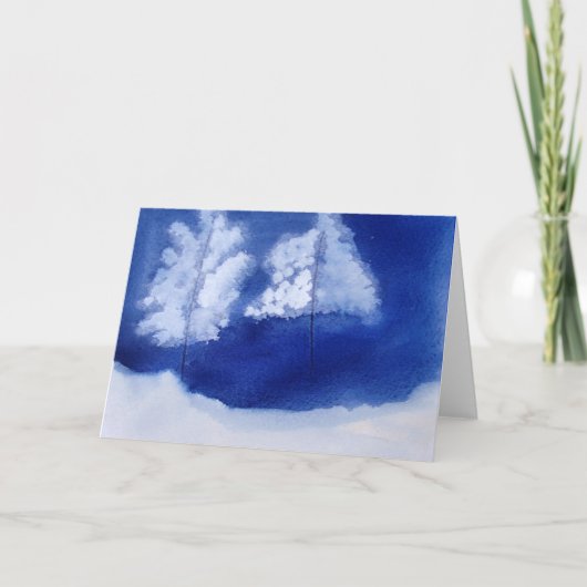 2本の冬の木のクリスマスの挨拶状 カード (正面)