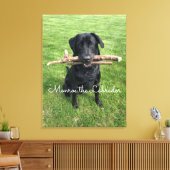 2本の棒を持つブラックラボ犬の写真と名前 キャンバスプリント (インサイチュ (リビング))