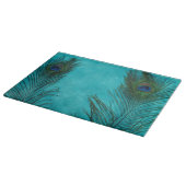 2本の水の孔雀の羽 カッティングボード (角)