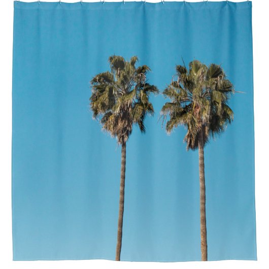 2本の緑のココナツの木 シャワーカーテン (正面)