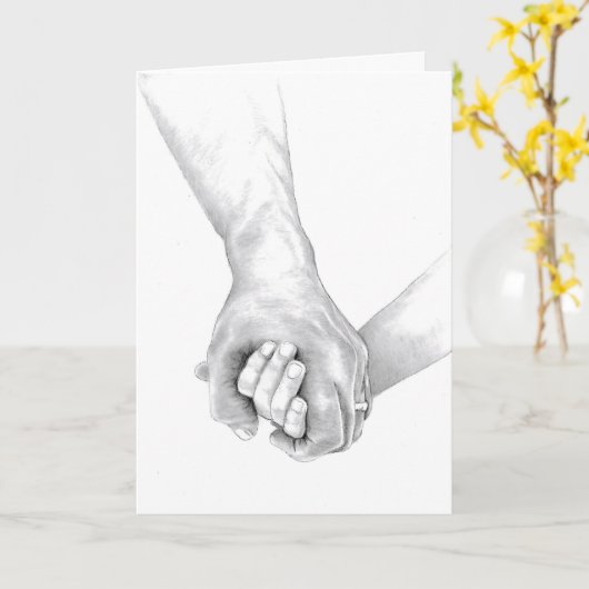 2本の腕を組んで支え合った カード (黄色い花)