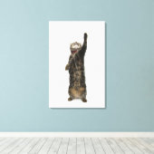 2本の足に立って手が届く家庭用足袋ネコ キャンバスプリント (インサイチュ (ウッドフロア))