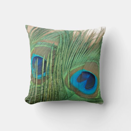 2本の金孔雀の羽の静物画 クッション (正面)