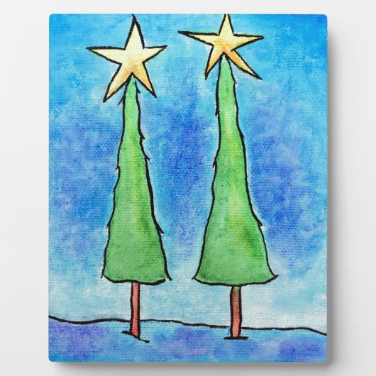 2本の高いクリスマスツリー フォトプラーク (正面)