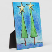 2本の高いクリスマスツリー フォトプラーク (側面)