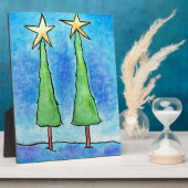 2本の高いクリスマスツリー フォトプラーク (側面)