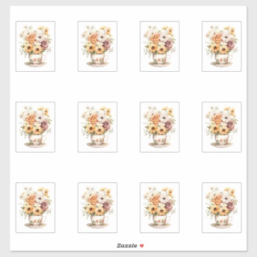 2杯の花 シール (シート)