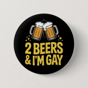 2杯飲んだら私はゲイ LGBTQプライドを応援 レインボー 缶バッジ