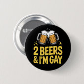 2杯飲んだら私はゲイ LGBTQプライドを応援 レインボー 缶バッジ (正面&裏面)