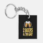2杯飲んだら私はゲイ LGBTQプライドを応援 虹色 キーホルダー (正面左)