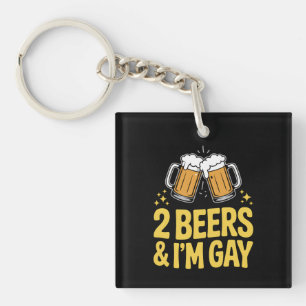 2杯飲んだら私はゲイ LGBTQプライドを応援 虹色 キーホルダー