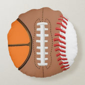 2枕は3つのスポーツの球の味方しました ラウンドクッション (裏面)