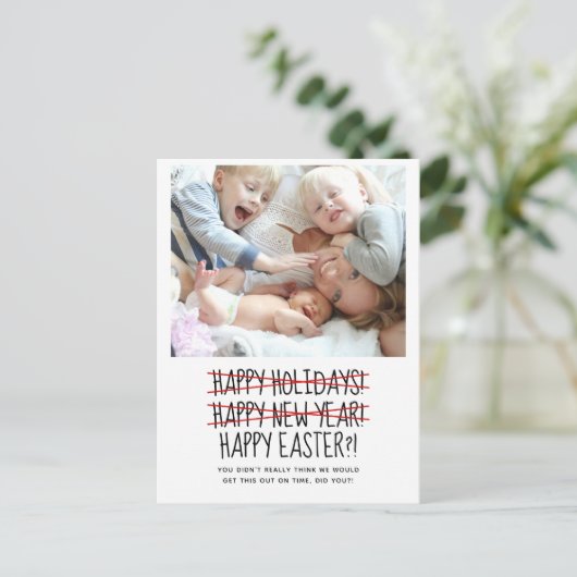 2枚おもしろいの写真年末年始はがき シーズンポストカード (スタンド正面)