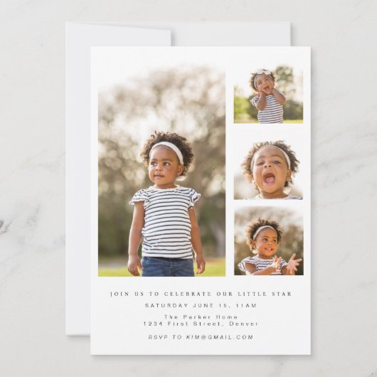 2枚かわいい第2誕生日招待状(写真あり) 招待状 (裏面)