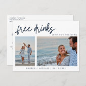 2枚のおもしろい写真QRコード結婚式の日付を保存 インビテーションポストカード (正面/裏面)