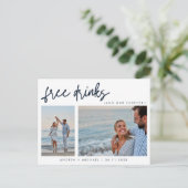 2枚のおもしろい写真QRコード結婚式の日付を保存 インビテーションポストカード (スタンド正面)