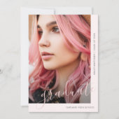 2枚のかわいらし写真の卒業発表のスクリプト 招待状 (正面)