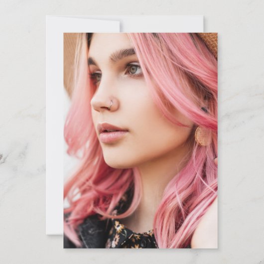 2枚のかわいらし写真の卒業発表のスクリプト 招待状 (裏面)