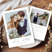 2枚のエレガントフォトスクリプトのミニマル結婚リスト サンキューカード