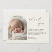 2枚のエレガントベビー写真Beige Birth announcements 案内状 (裏面)