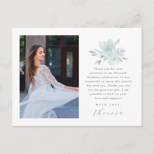2枚のエレガント写真キンセアニェラフローラありがとう ポストカード (正面)