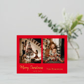 2枚のエレガント写真クリスマス 箔シーズンポストカード (立ち正面)