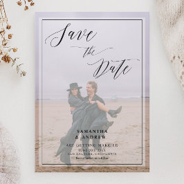 2枚のエレガント写真コラージュが日付の結婚保存 セーブザデート