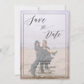 2枚のエレガント写真コラージュが日付の結婚保存 セーブザデート (正面)