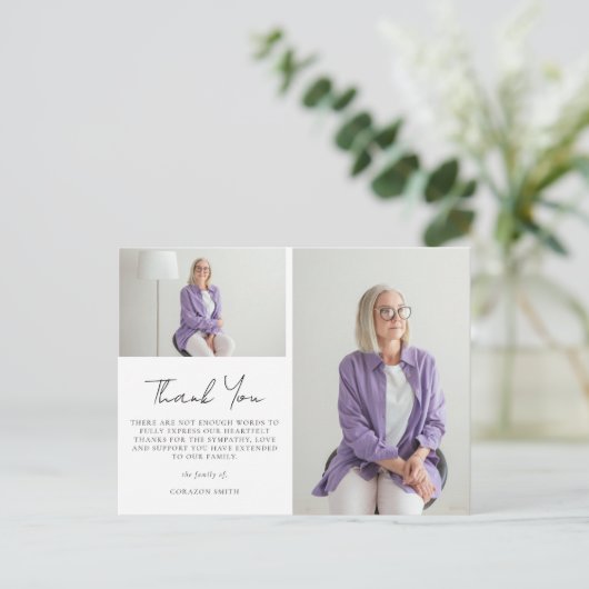 2枚のエレガント写真悔やみや弔慰葬儀ありがとう ポストカード (スタンド正面)