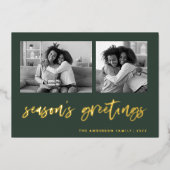 2枚のカジュアルフォトグリッドのスクリプト |シーズンの挨拶 箔シーズンカード (正面)