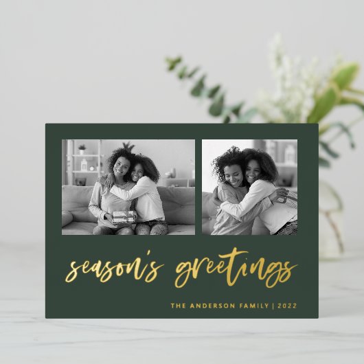 2枚のカジュアルフォトグリッドのスクリプト |シーズンの挨拶 箔シーズンカード (立ち正面)
